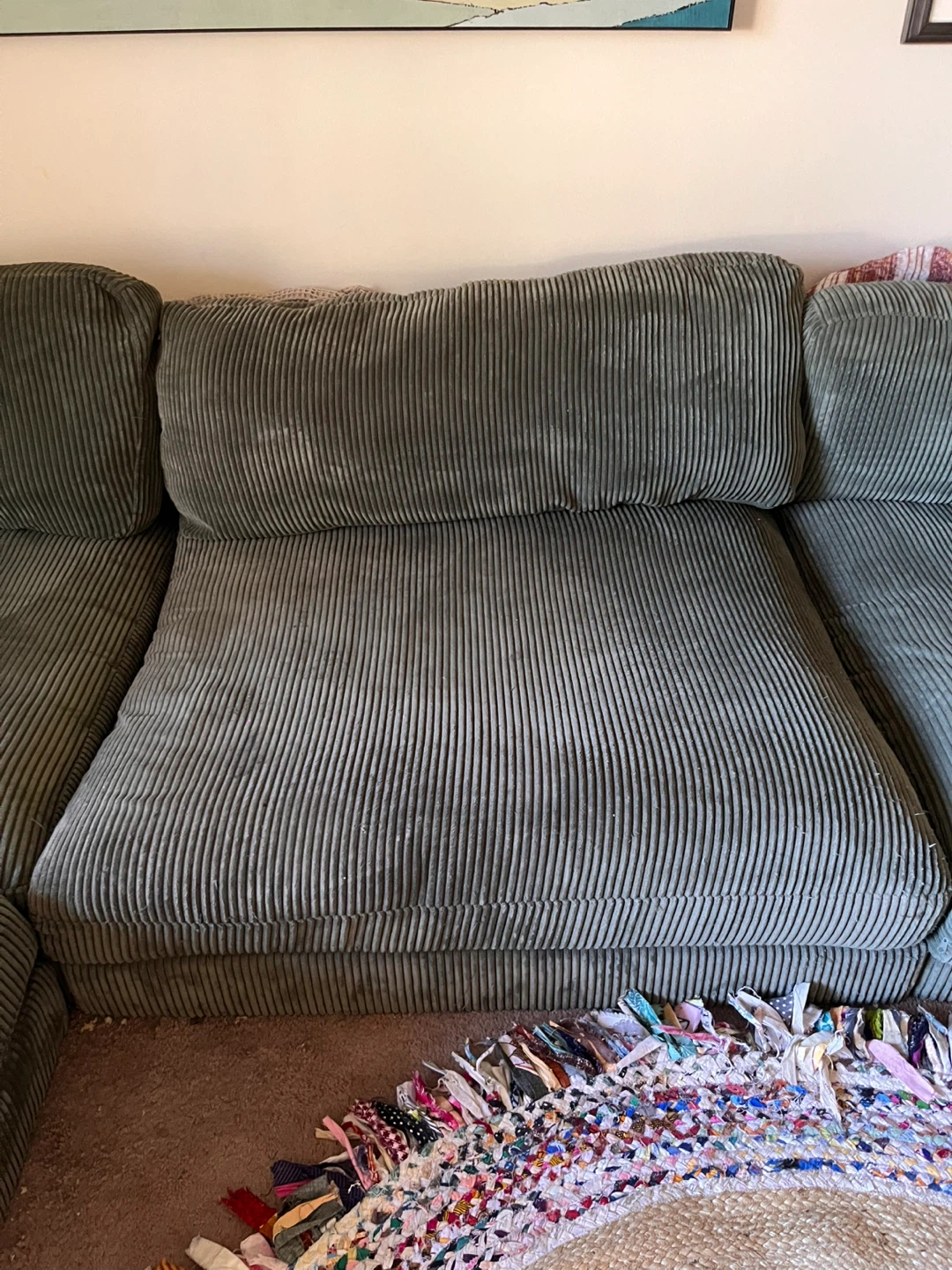 Olive Green Corduroy Sectional Sofa - photo 3