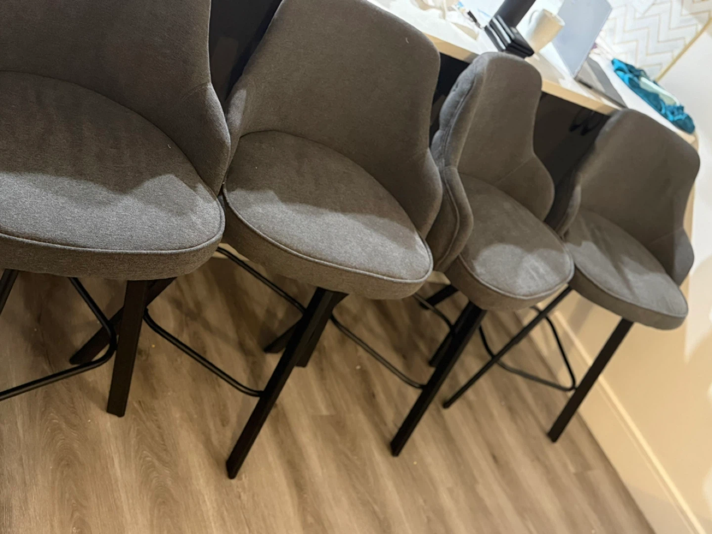 Set of 4 Gray Swivel Bar Stools - photo 2