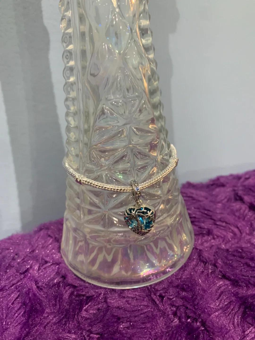 Silver S925 both Bracelet and Blue Heart Charm