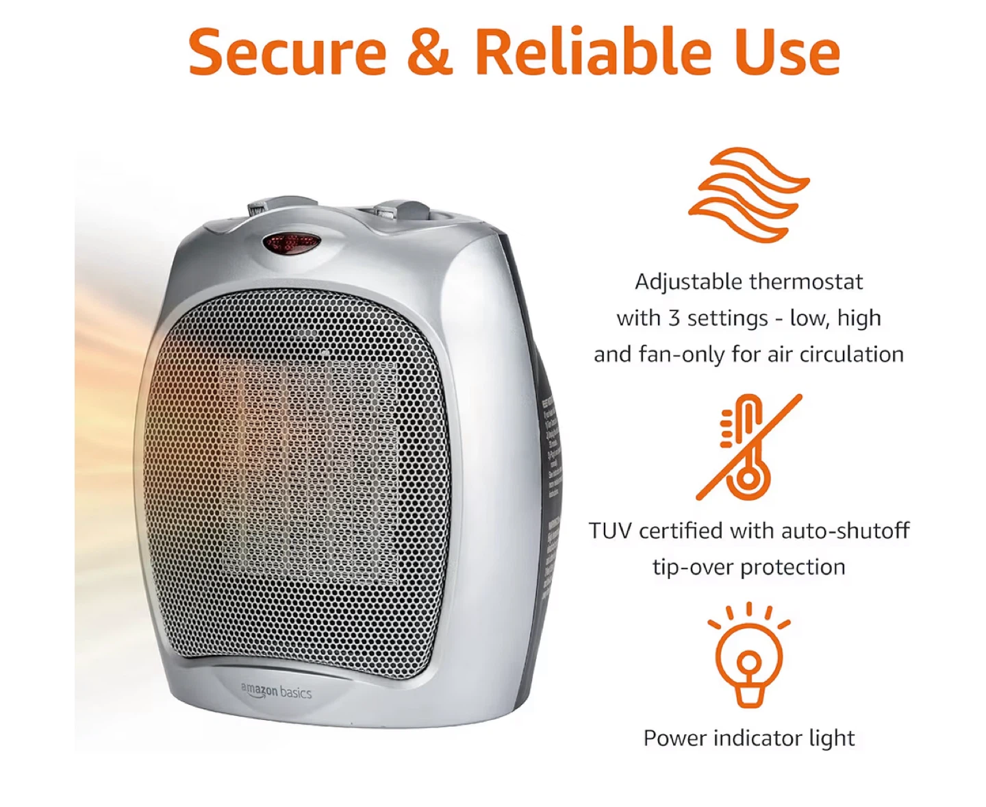 Amazon Basics Personal Space Heater-New in box - photo 2