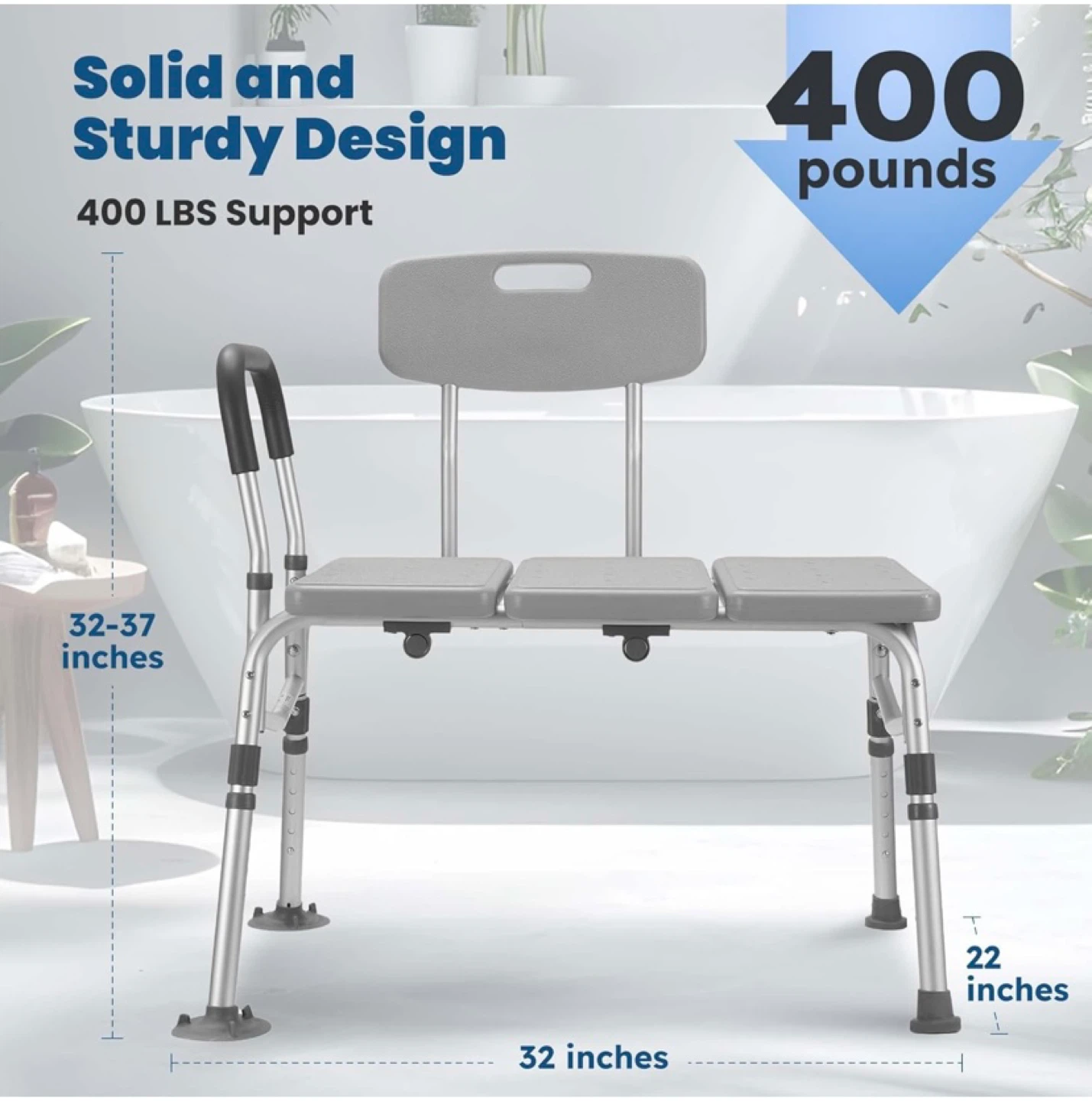 New Adjustable Shower Bench and Bath Seat Transfer Chair - photo 4
