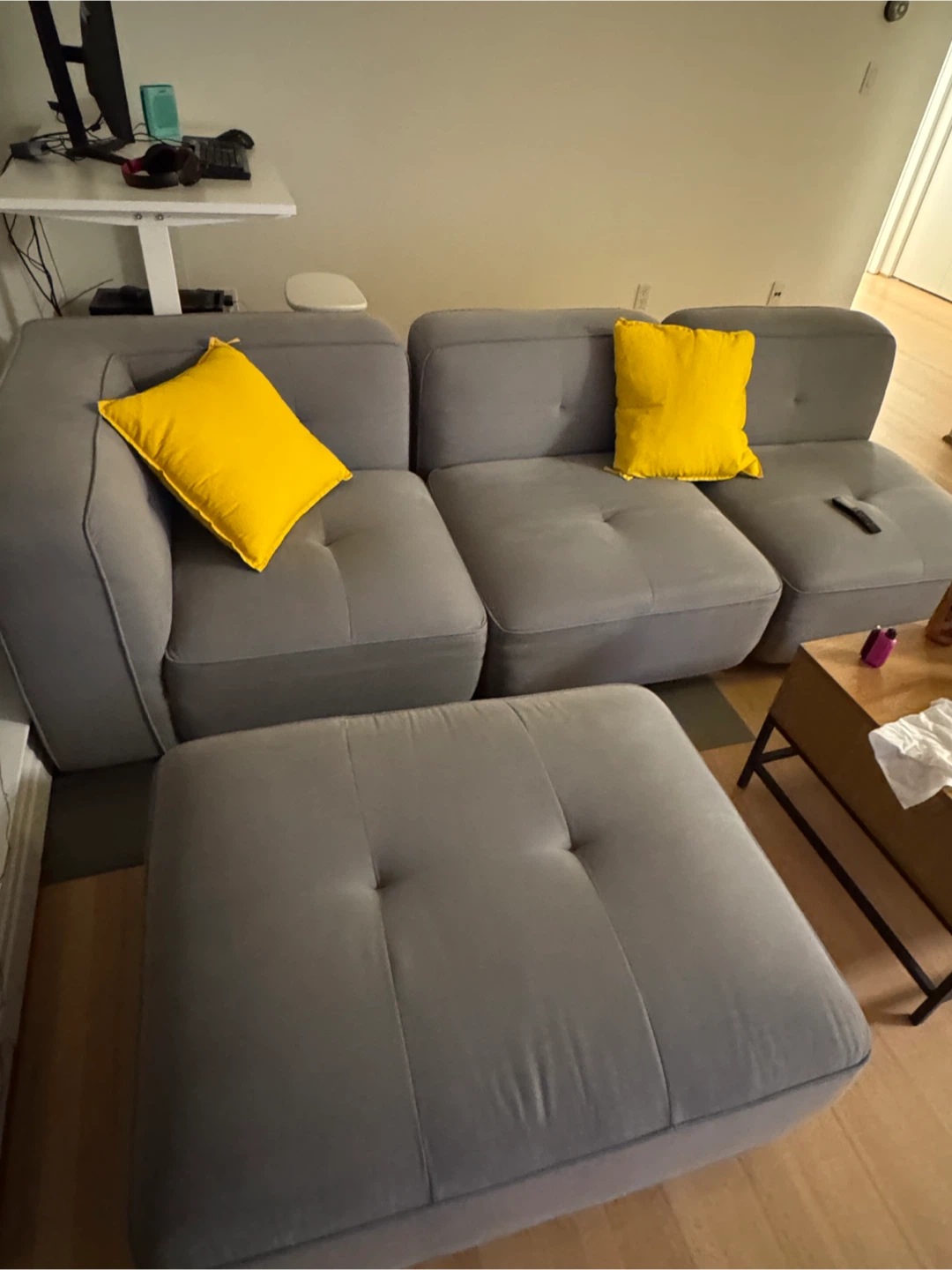 Grey Modular Sectional Sofa with Ottoman - photo 3