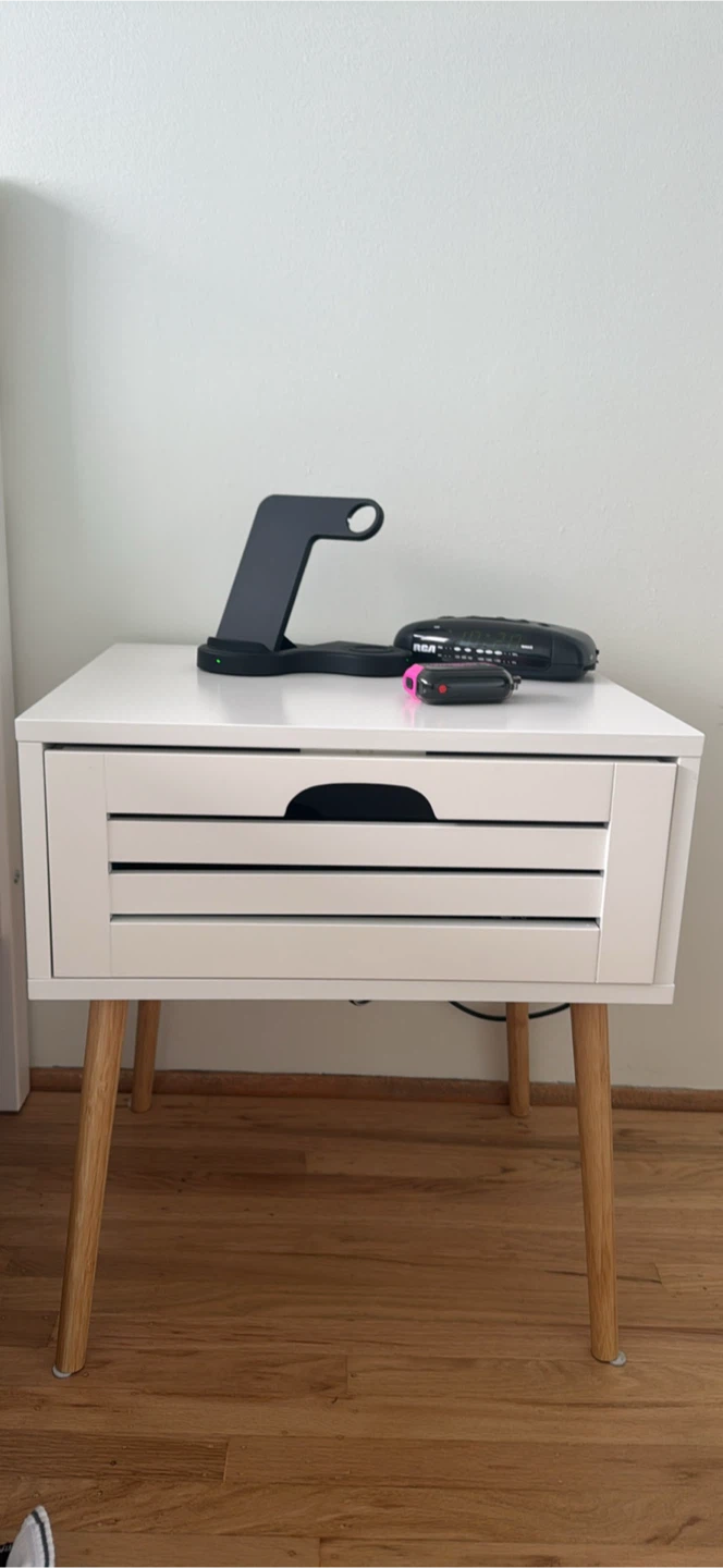 Bed Frame & White Nightstands