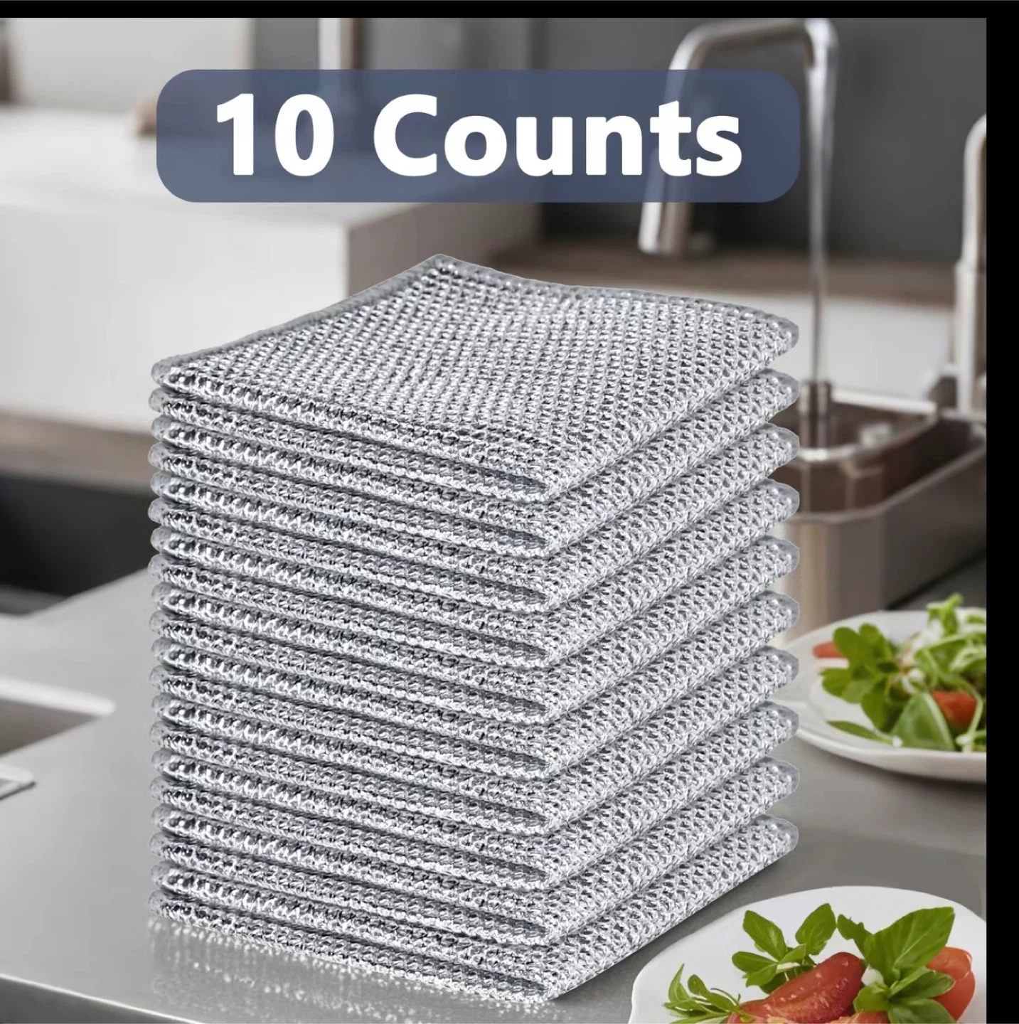 New Silver Stainless Steel Scrubber (10 Counts)