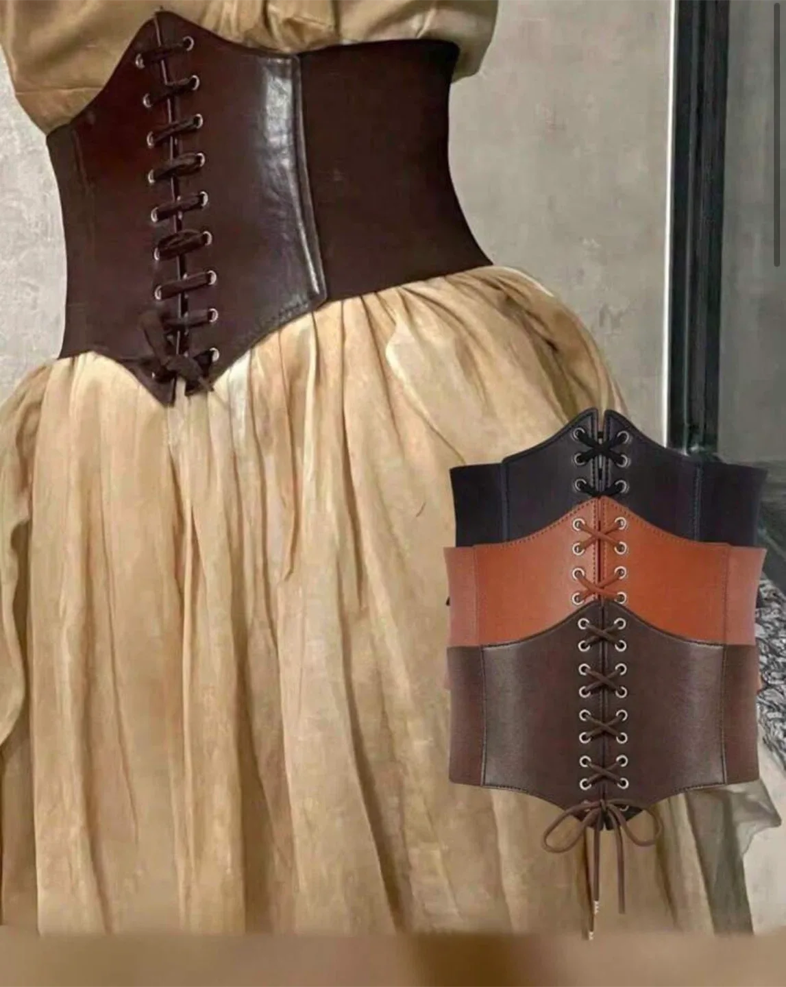 Brown Leather Corset Belt