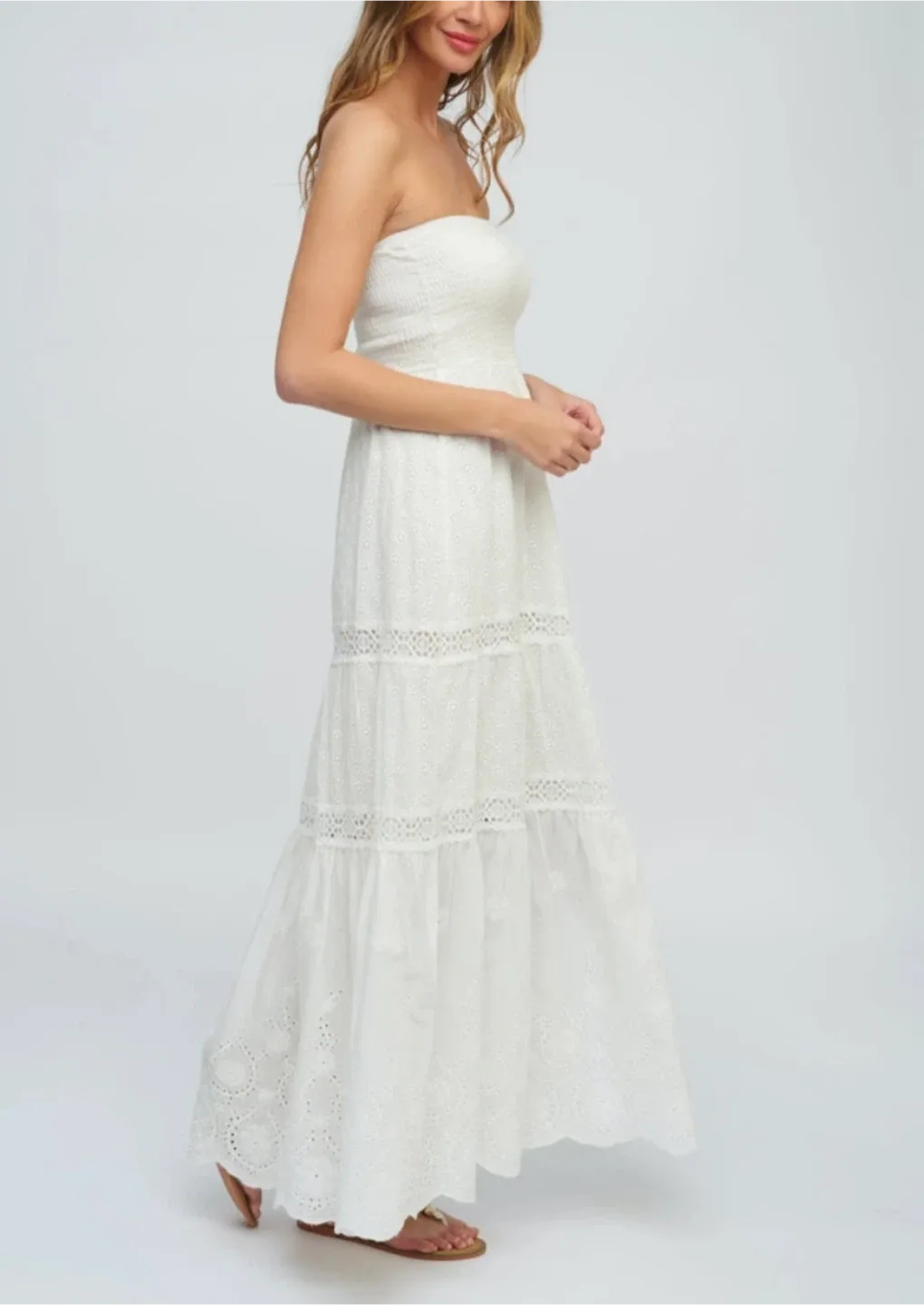 White Strapless Maxi Dress