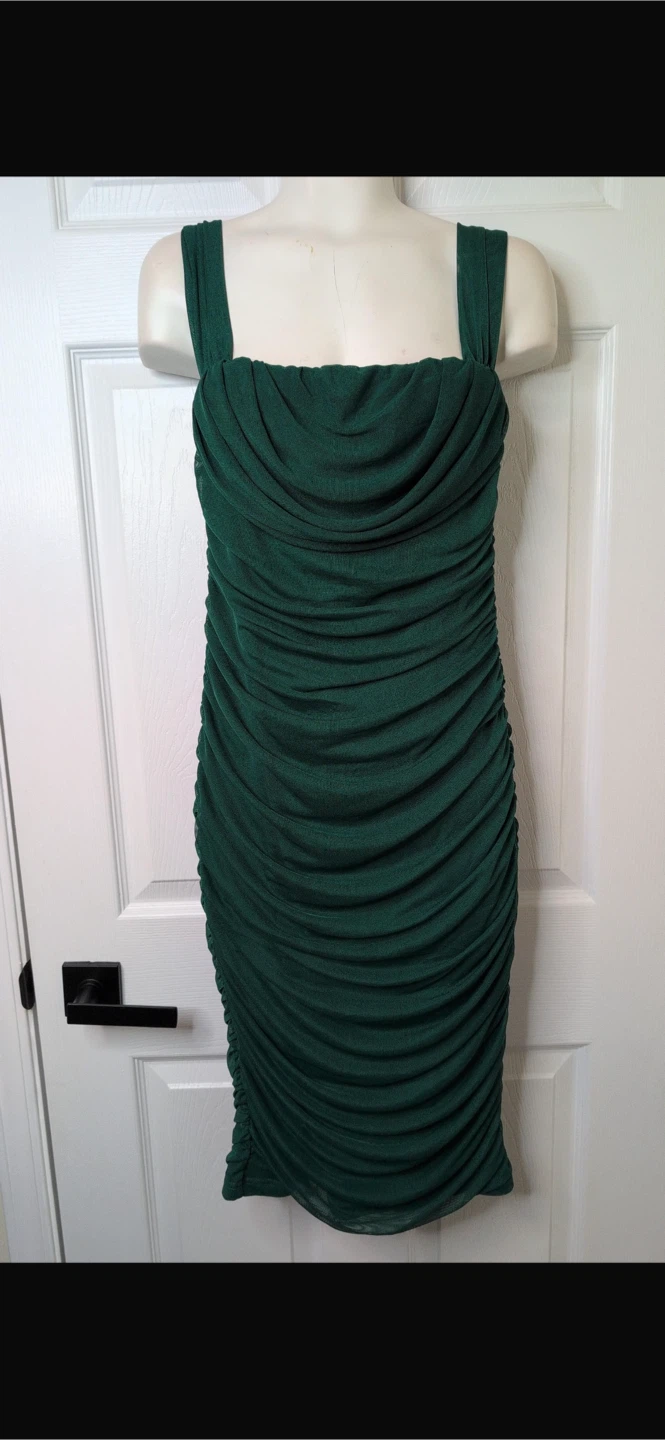 NEW! Green Ruched Off The Shoulder Bodycon Sexy Midi Dress - photo 5
