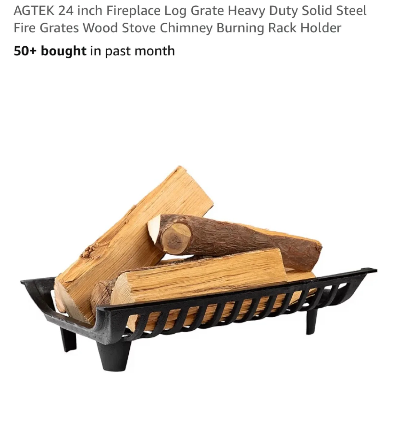 New 24 inch Fireplace Log Grate Cast Iron