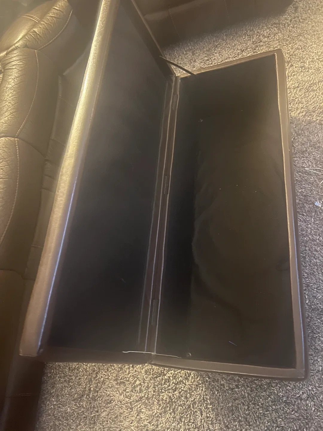 Brown Leather Storage Ottoman Bench image indicator(4)