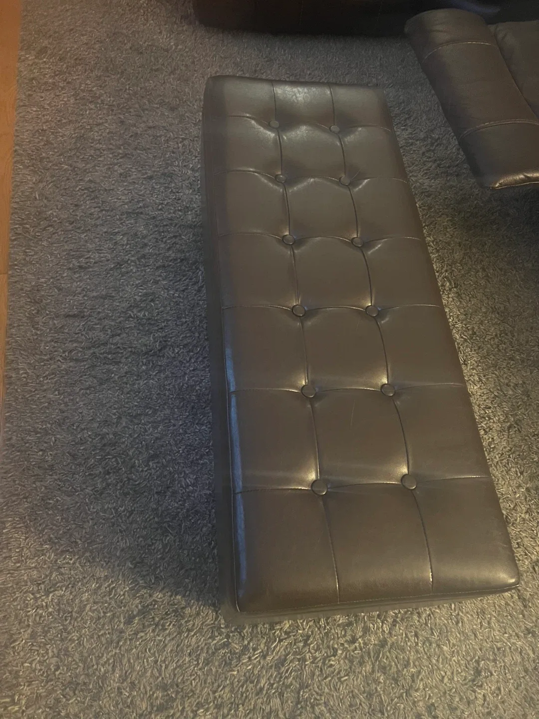 Brown Leather Storage Ottoman Bench