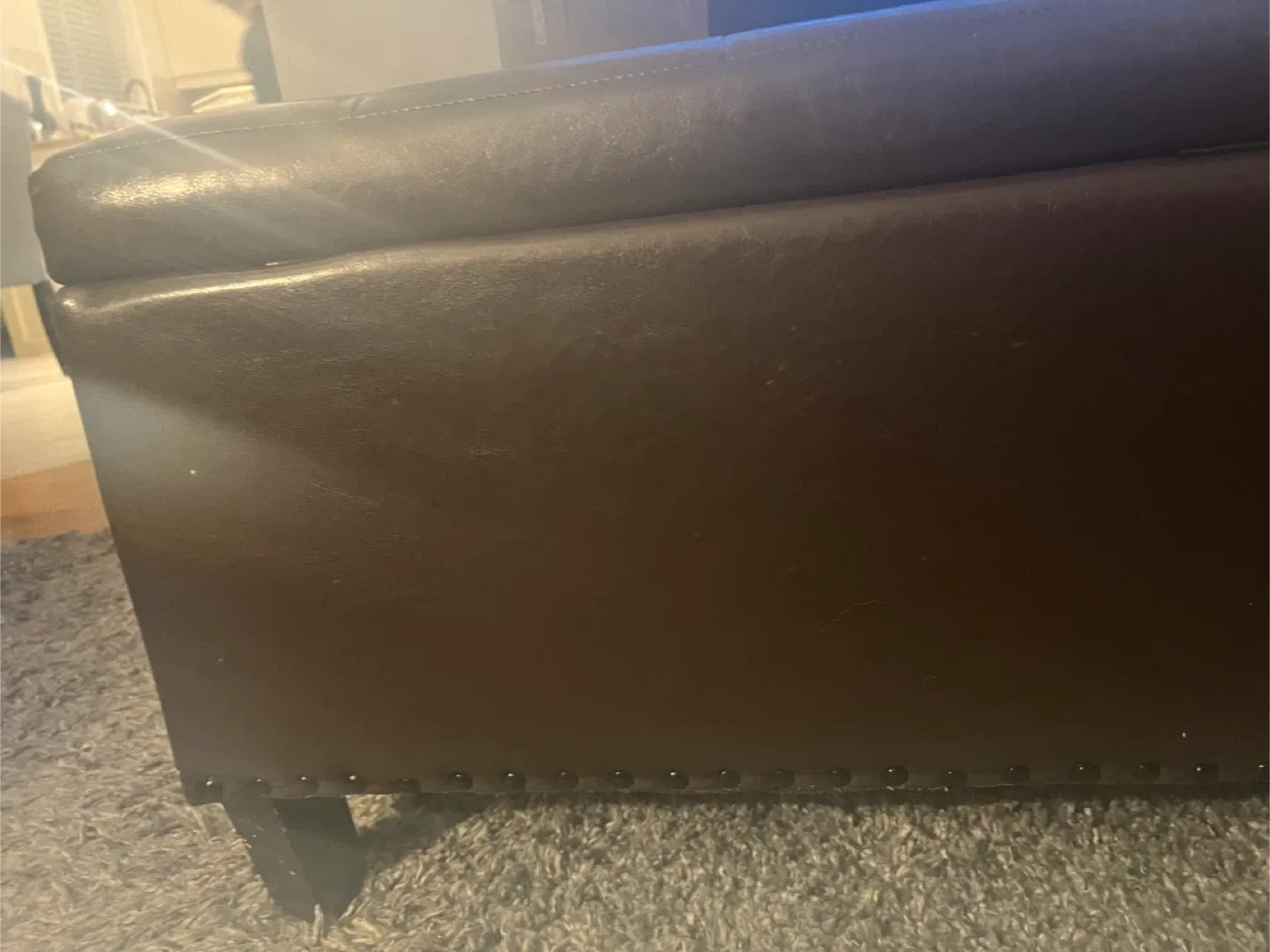 Brown Leather Storage Ottoman Bench image indicator(3)