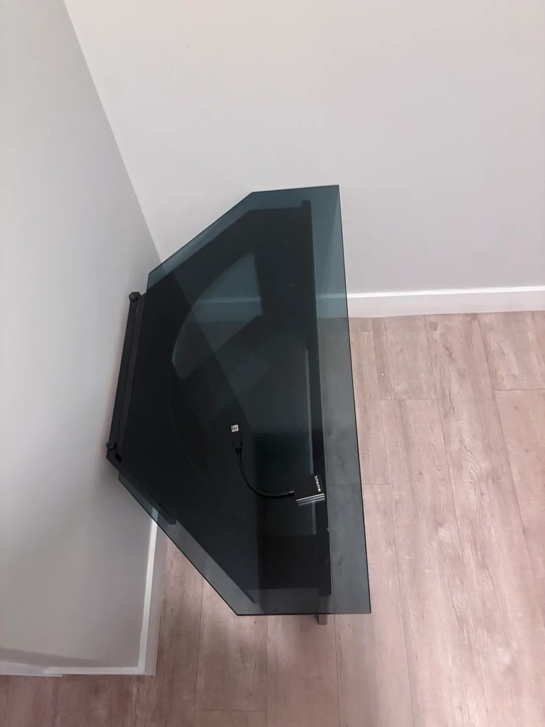 Black Glass TV Stand - 17" x 20"