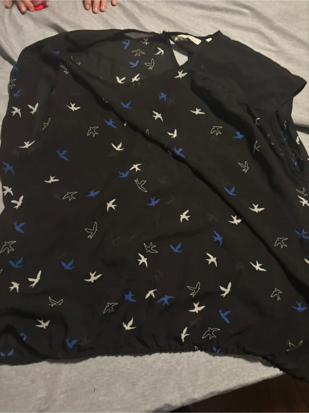 Reitmans Black Bird Print Blouse - Size XL
