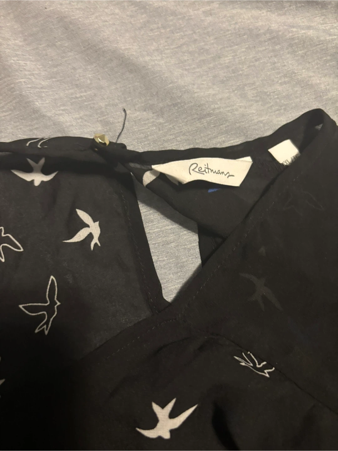Reitmans Black Bird Print Blouse - Size XL - photo 2
