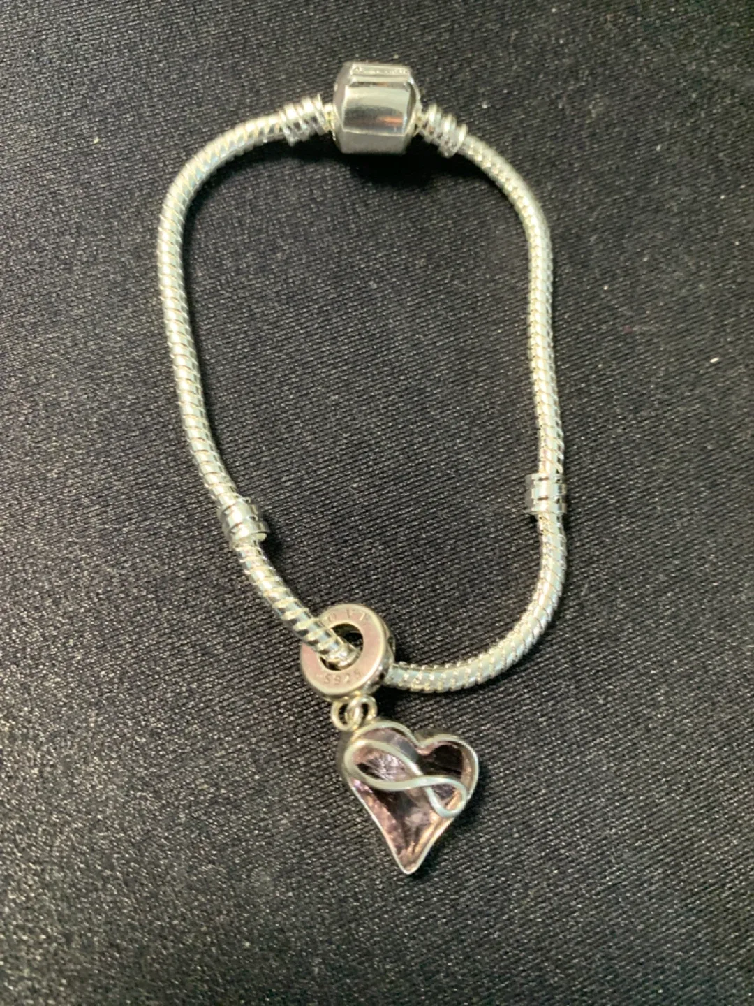 Silver S925 Bracelet with S925 Heart Charm image indicator(2)