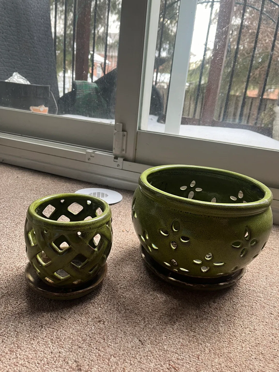 Green Ceramic Plant Pot Set