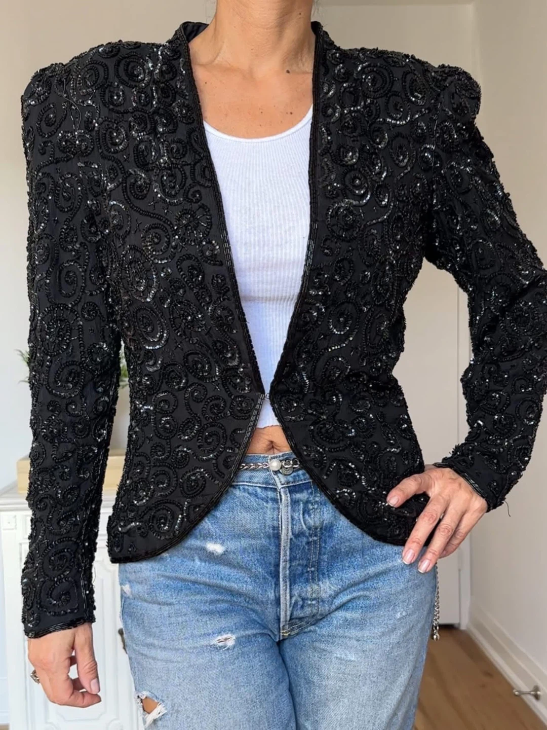 Vintage 80’s Sequin Beaded Silk Jacket