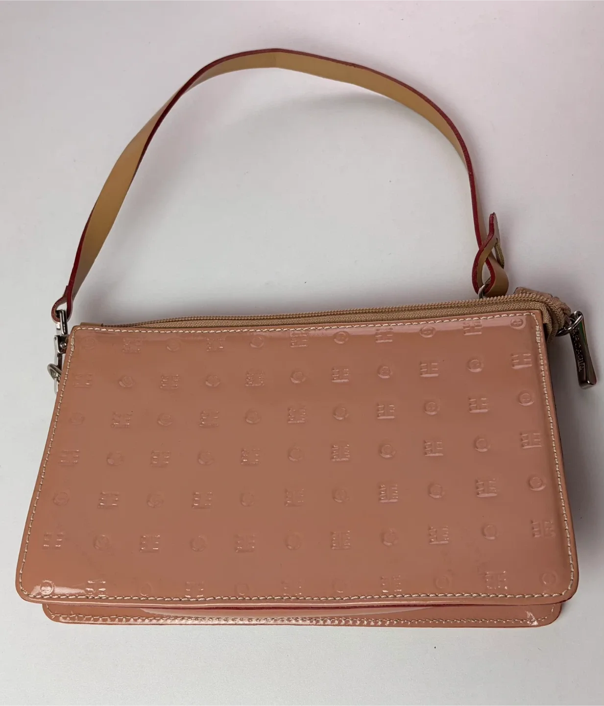 Vintage Arcadia Genuine Patent Leather Tan Mini Purse