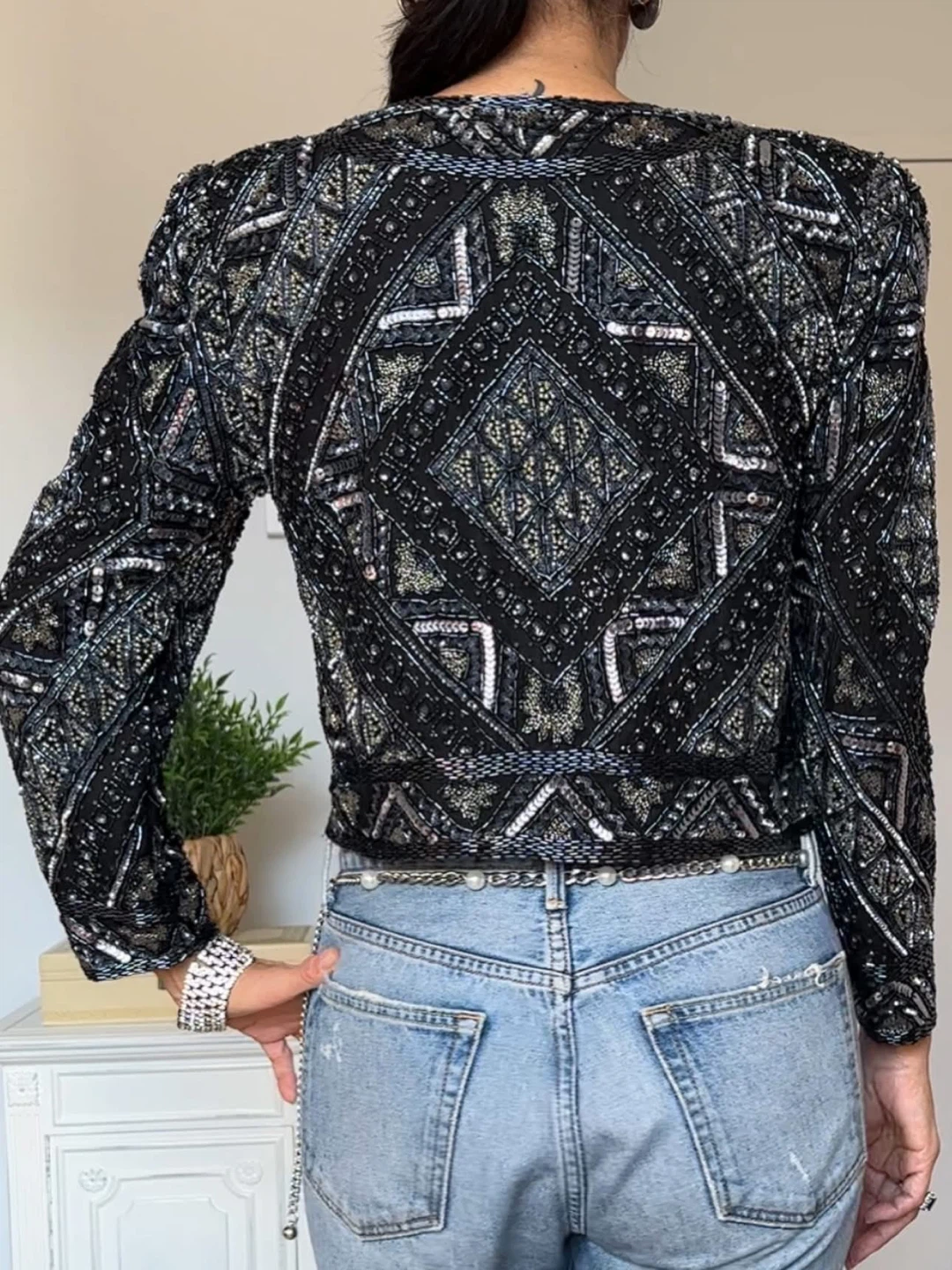 Vintage 90’s Braemar by Jeremy Scott Sequin Beaded Bolero Jacket - photo 4