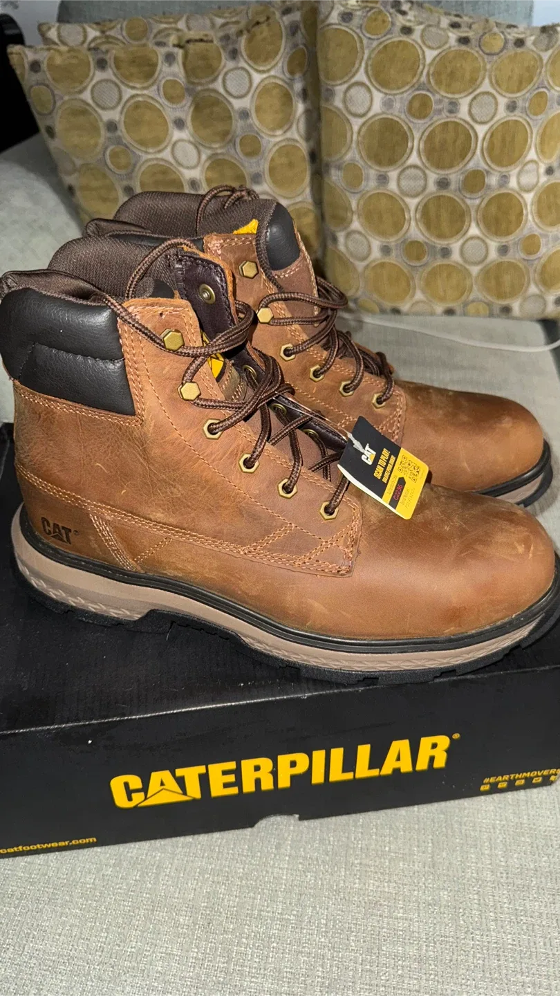 CAT Men's Leather Work Boots - Size 10.5