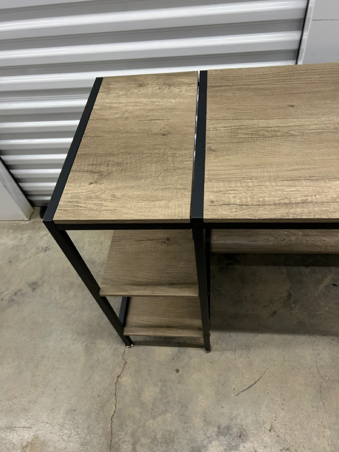 Wood and Black Metal Desk with Shelves - photo 3