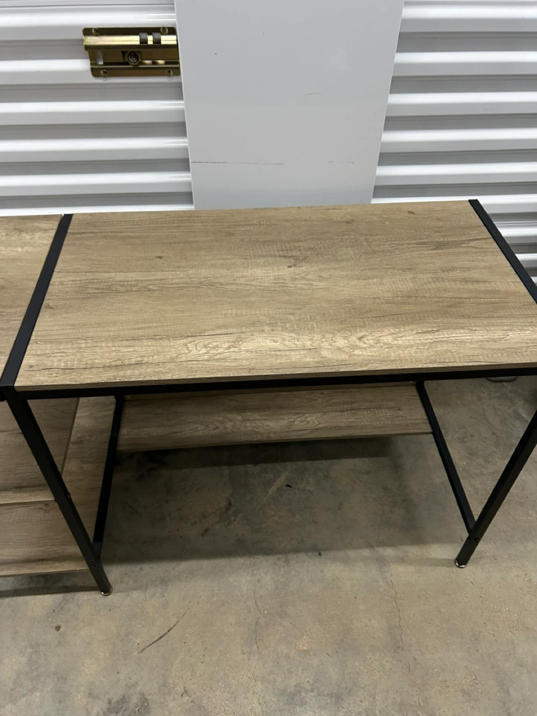 Wood and Black Metal Desk with Shelves - photo 2