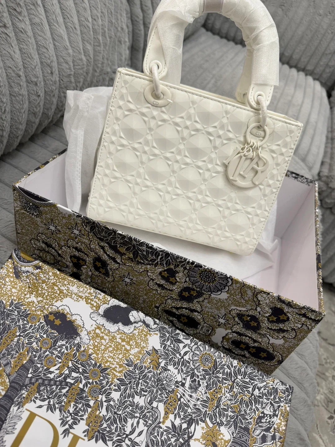 Dior Lady Dior Mini Bag - White