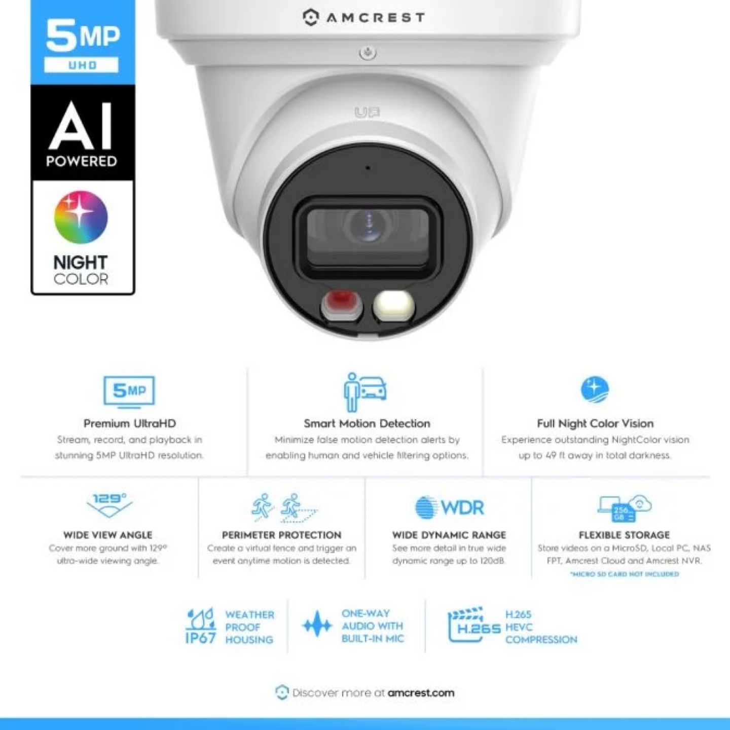 Amcrest 5MP UltraHD AI Powered Security Camera - photo 2