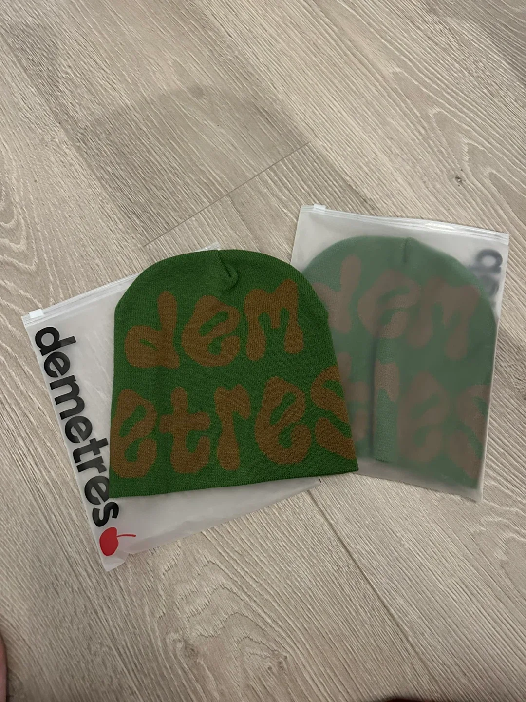 NEW 2 x Demetres Green Beanies