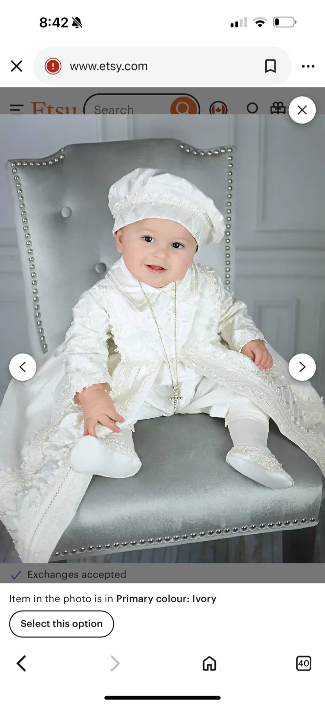 Ivory Baby Christening Outfit Set