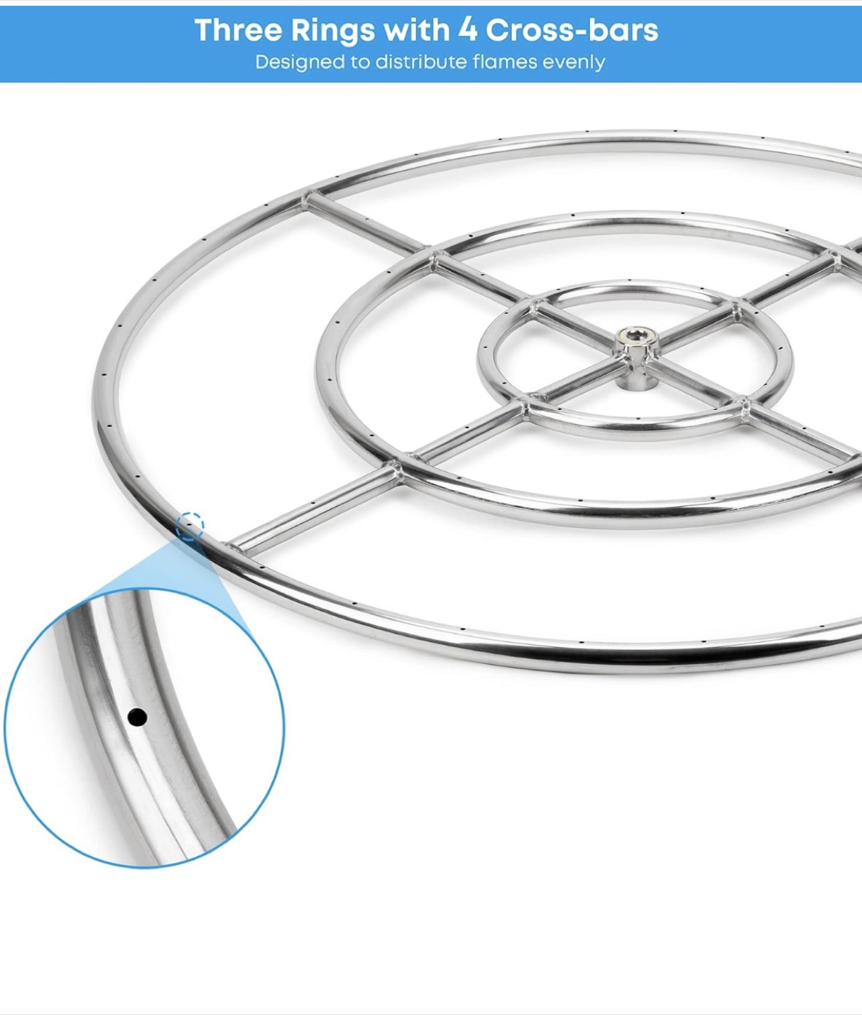 Fire Pit Burner Ring - Three Rings with 4 Cross-bars - photo 4