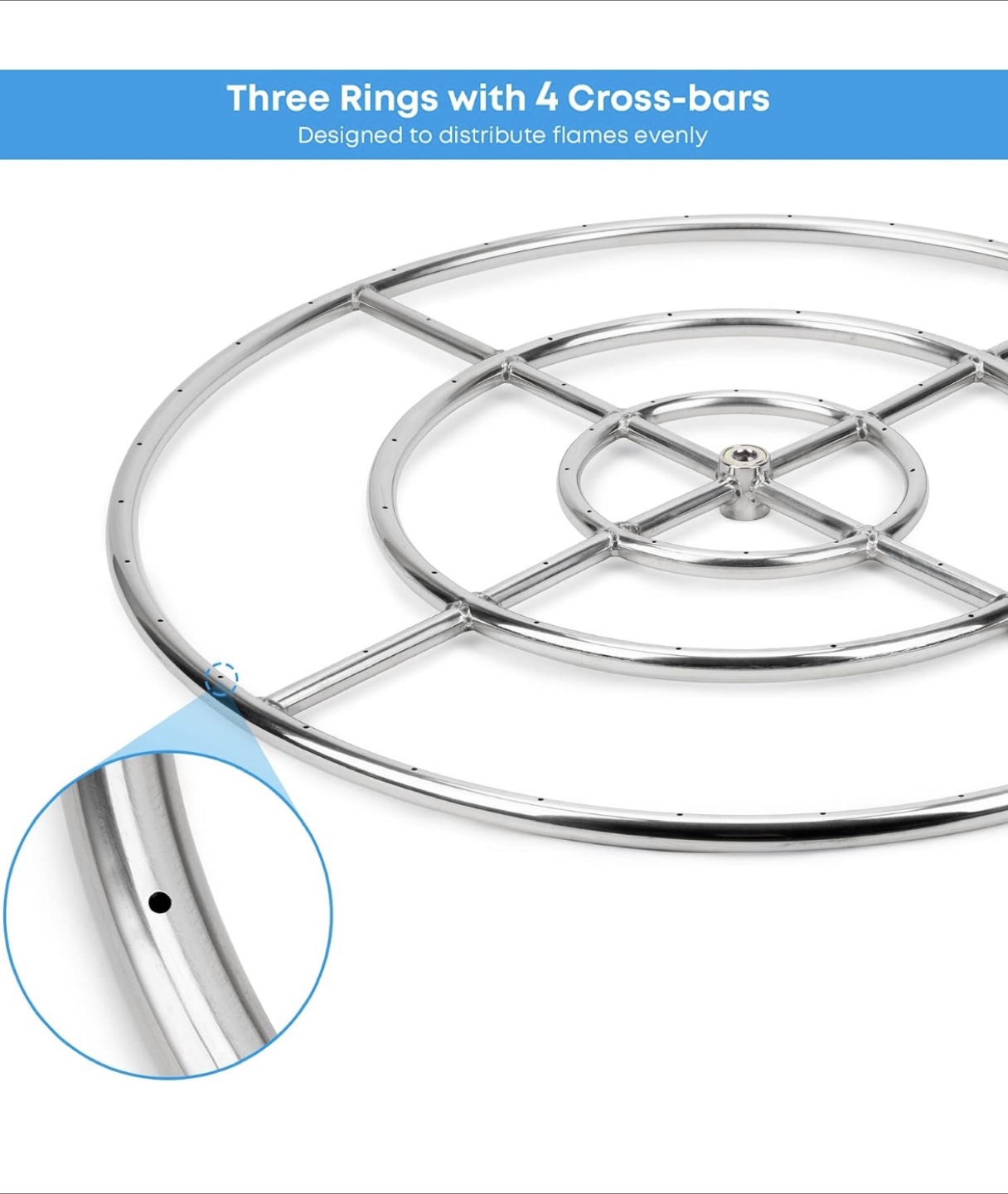 Fire Pit Burner Ring - Three Rings with 4 Cross-bars - photo 2