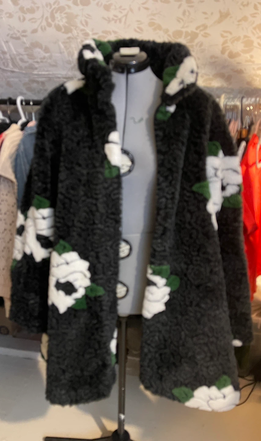 Vintage Faux Fur  Coat Black  Plush Jacket 90s  Medium Large - photo 3
