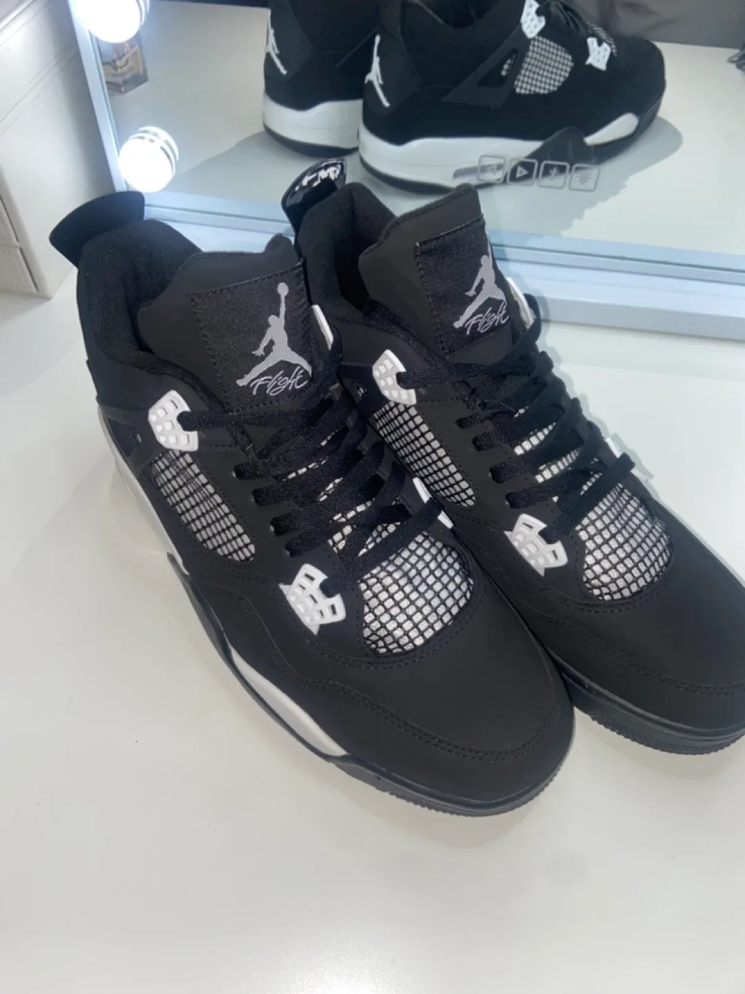 SIZE 11 AND 12 REPLICAS Air Jordan 4 Retro Black/White