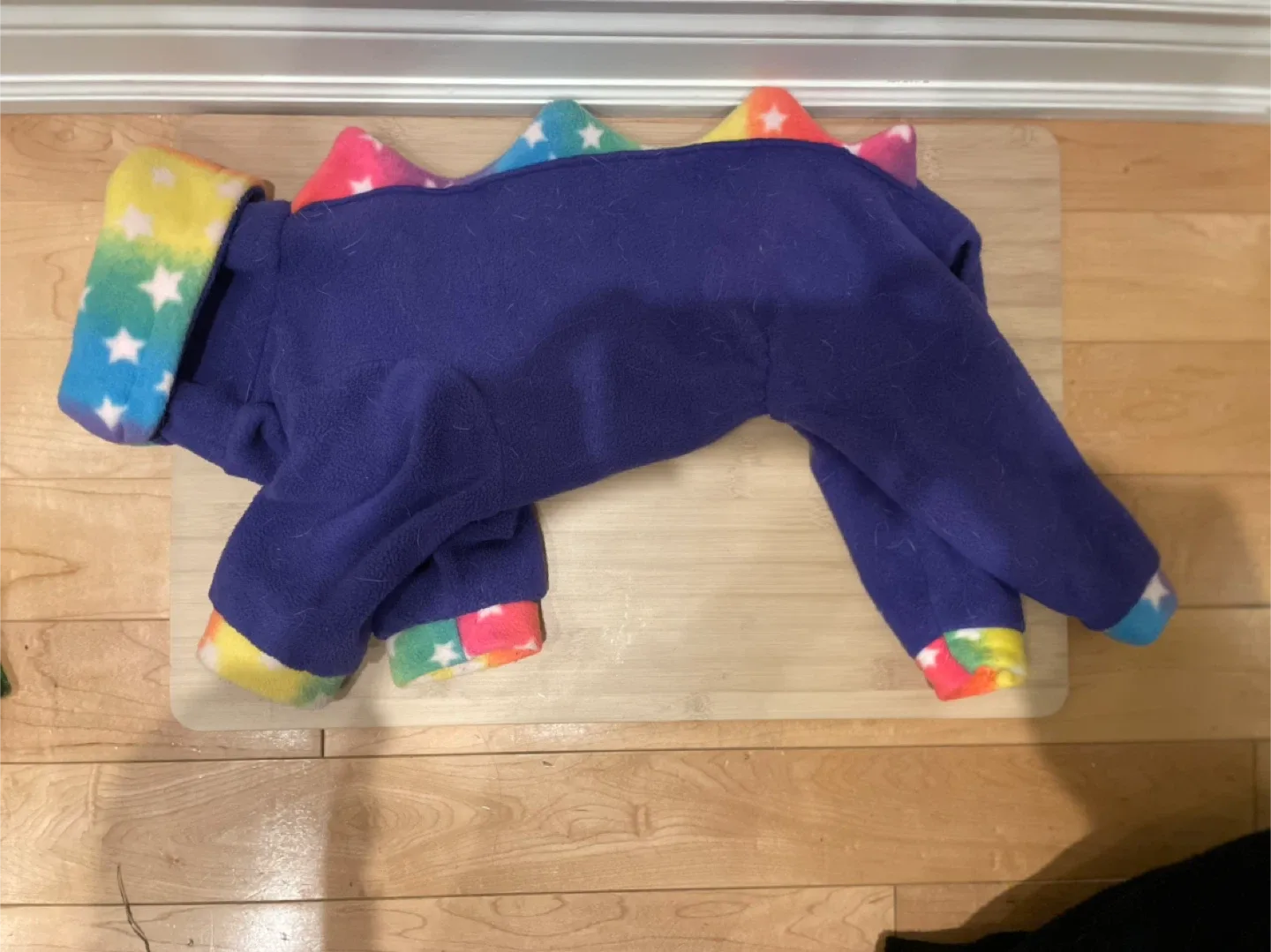 Purple Fleece Dinosaur Dog Onesie
