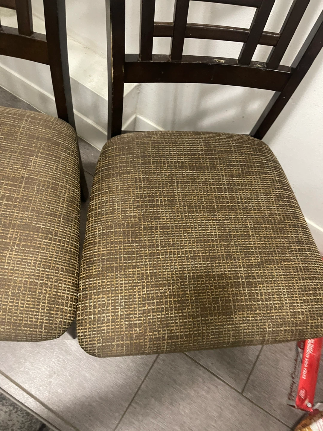 Set of 3 Brown Upholstered Dining Chairs - photo 2