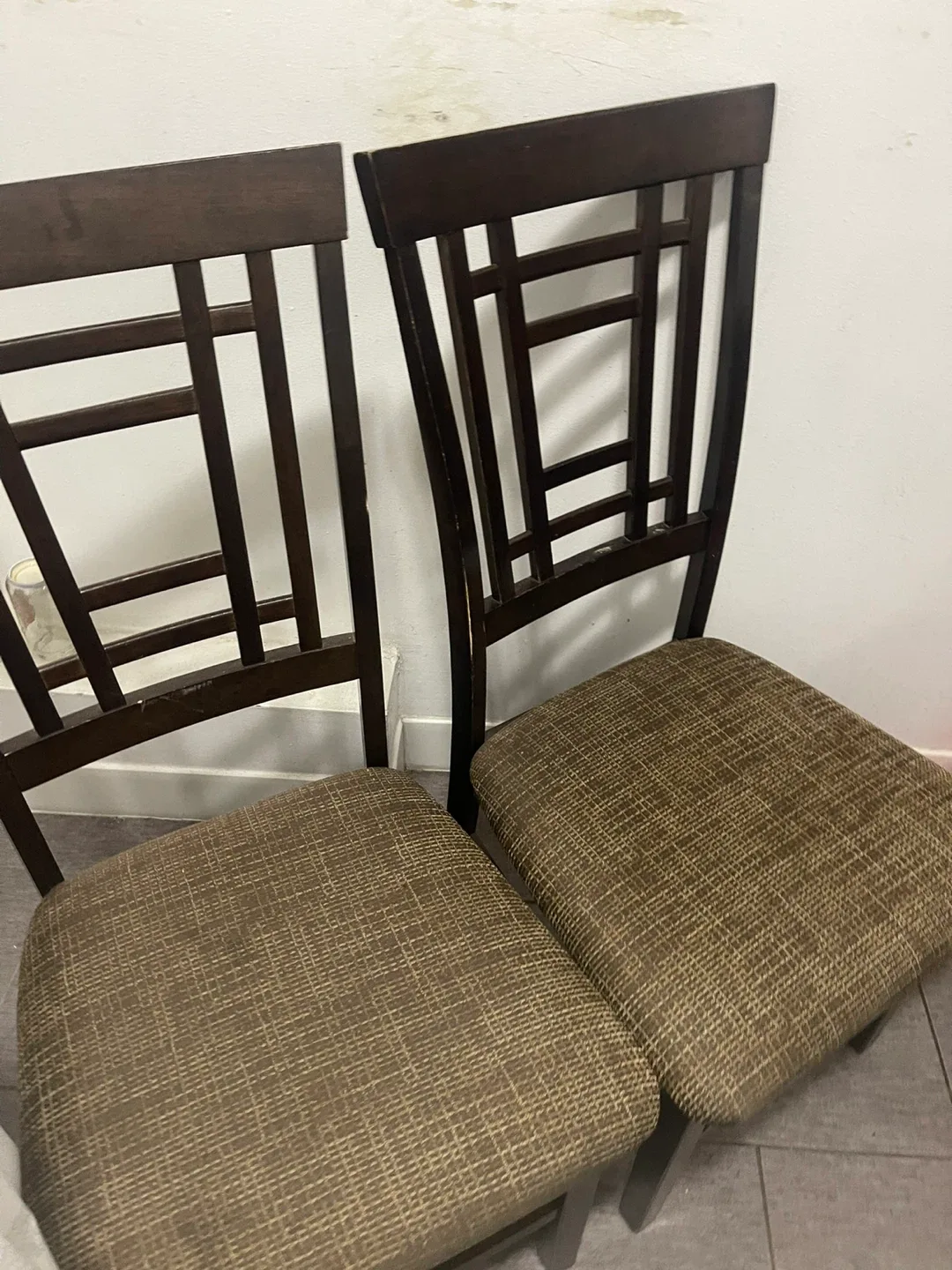 Set of 3 Brown Upholstered Dining Chairs