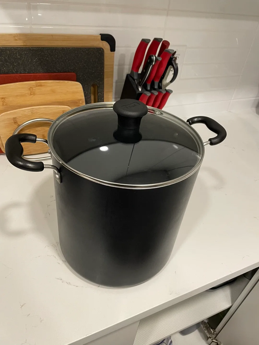 Large Black Stock Pot with Lid (T-FAL)