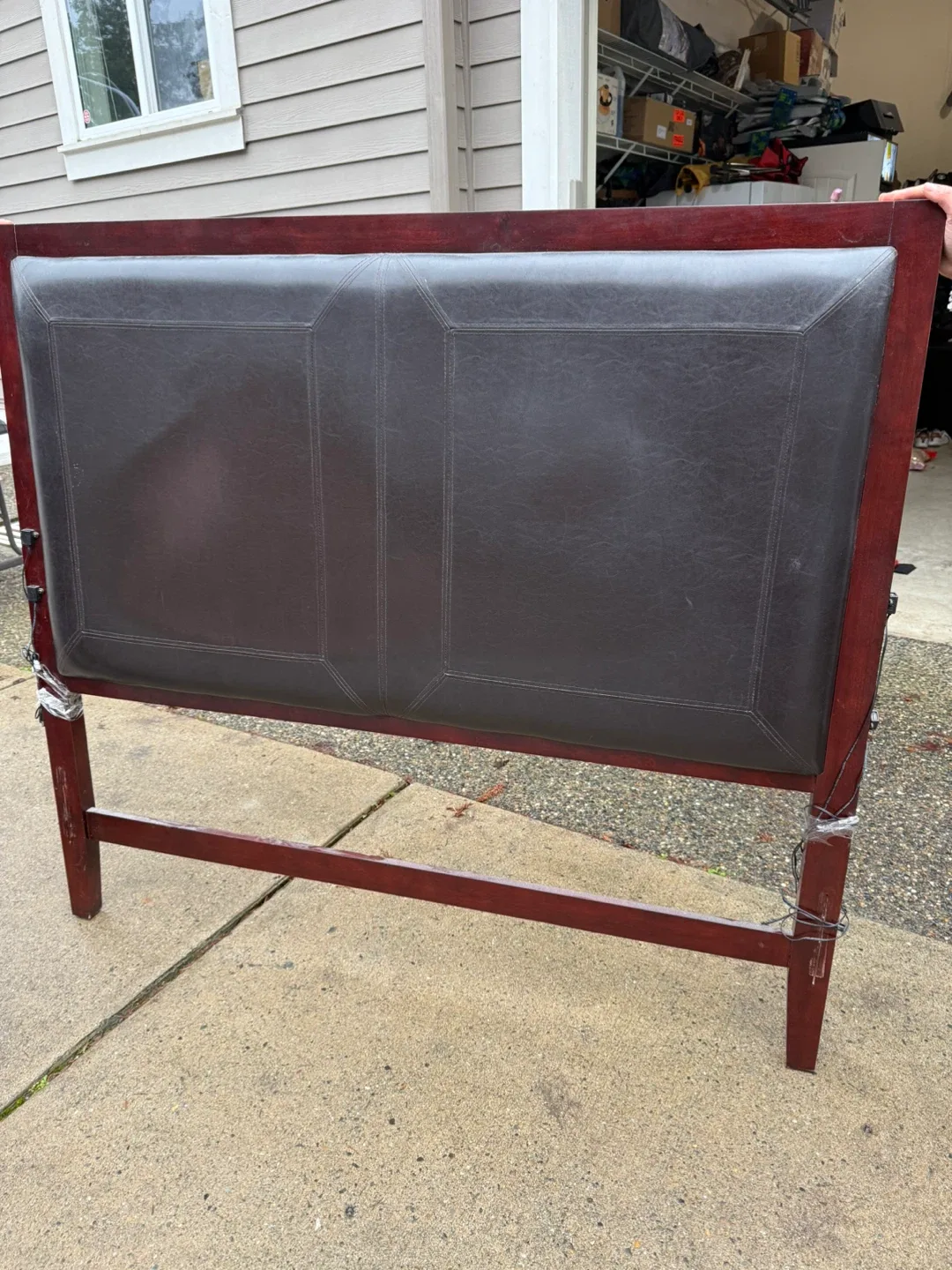 Dark Brown queen bed complete with box and mattress