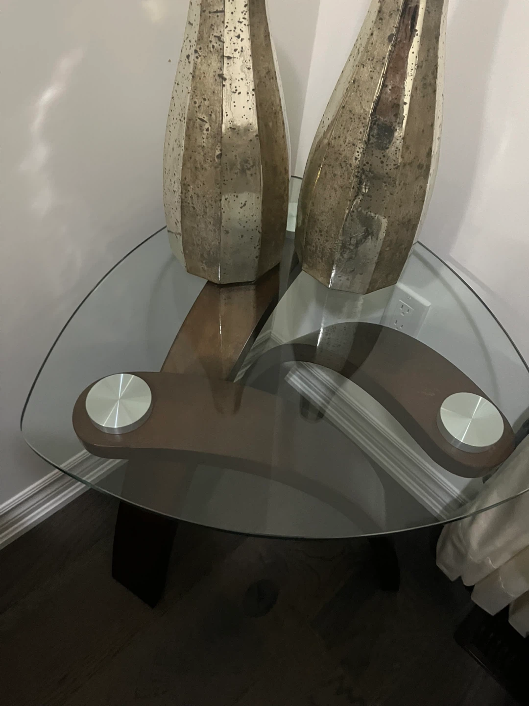 Glass Top Triangle Accent Table - photo 2