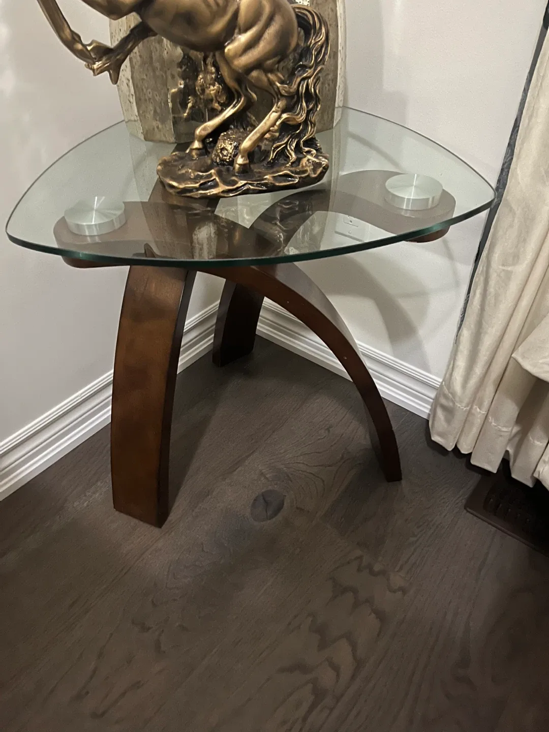Glass Top Triangle Accent Table