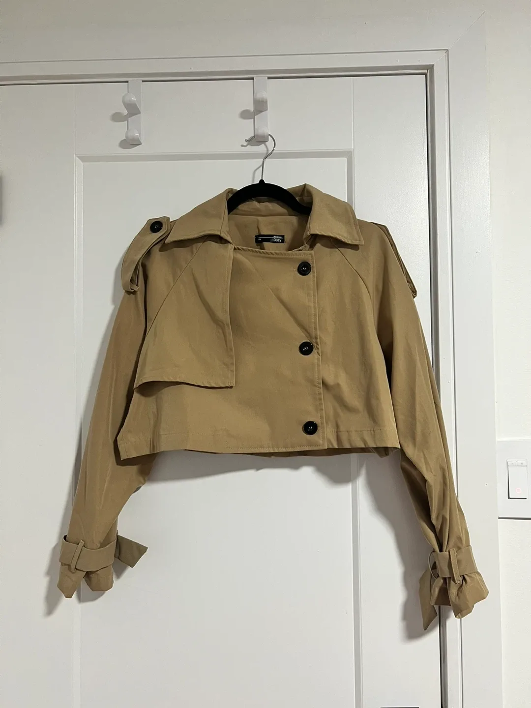 Shein Dazy Beige Cropped Trench Jacket - Size M