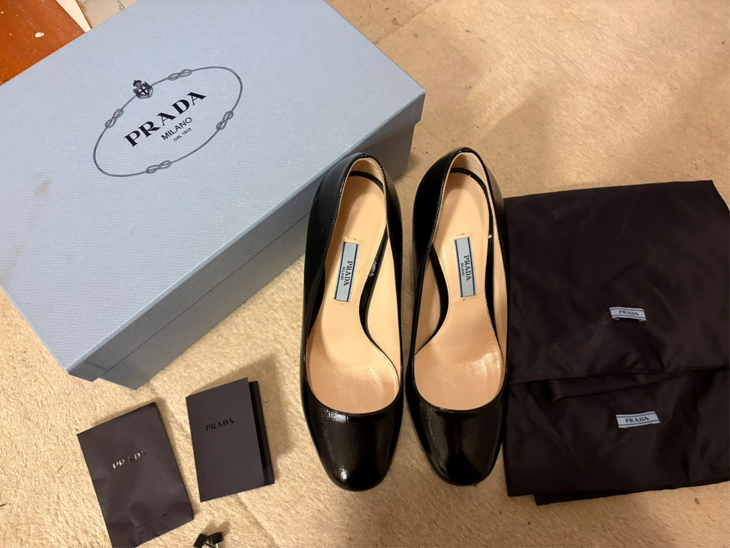 Prada Black Patent Leather Pumps - Size 37