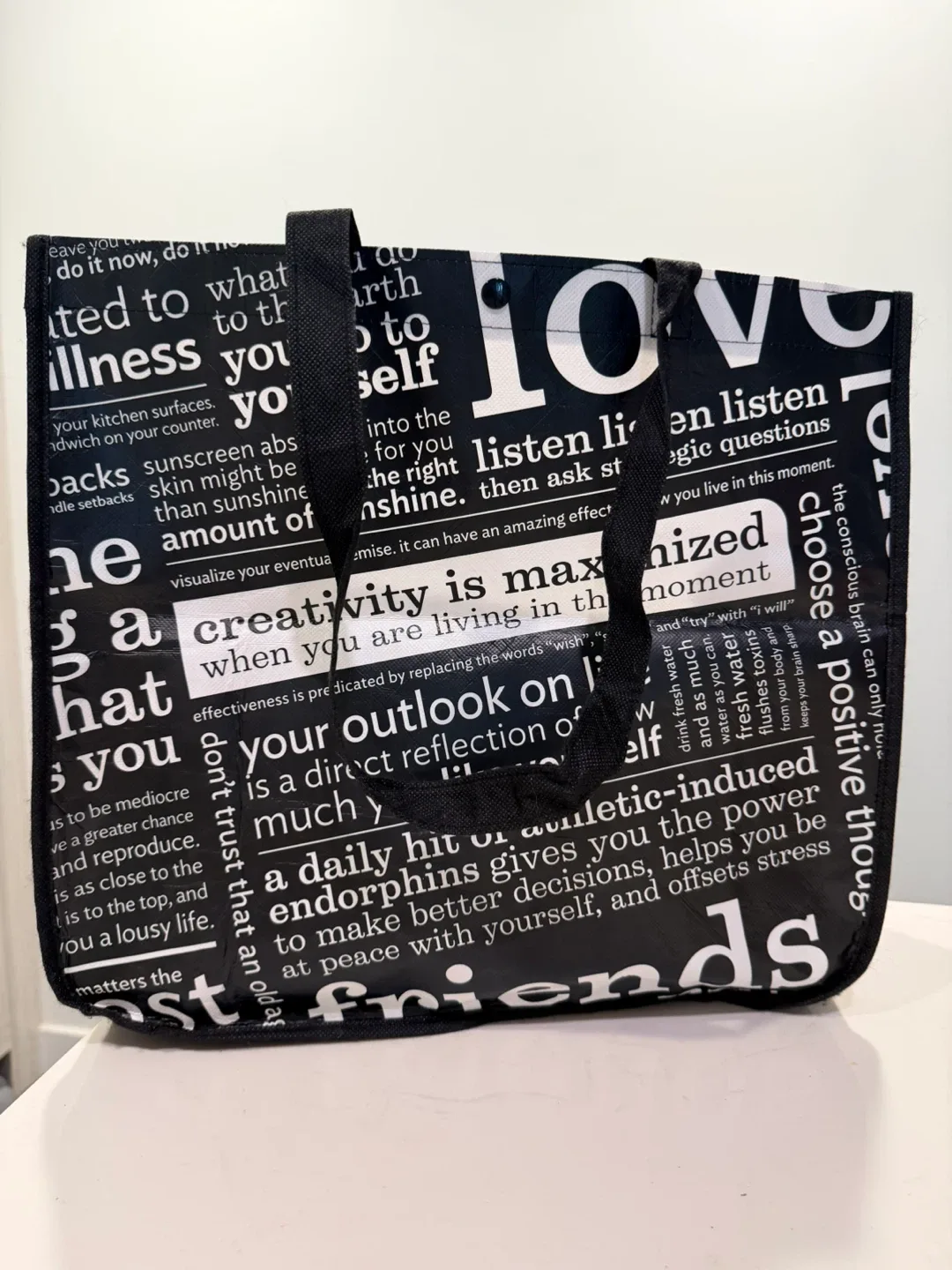 Lululemon Black/White Reusable Tote Bag