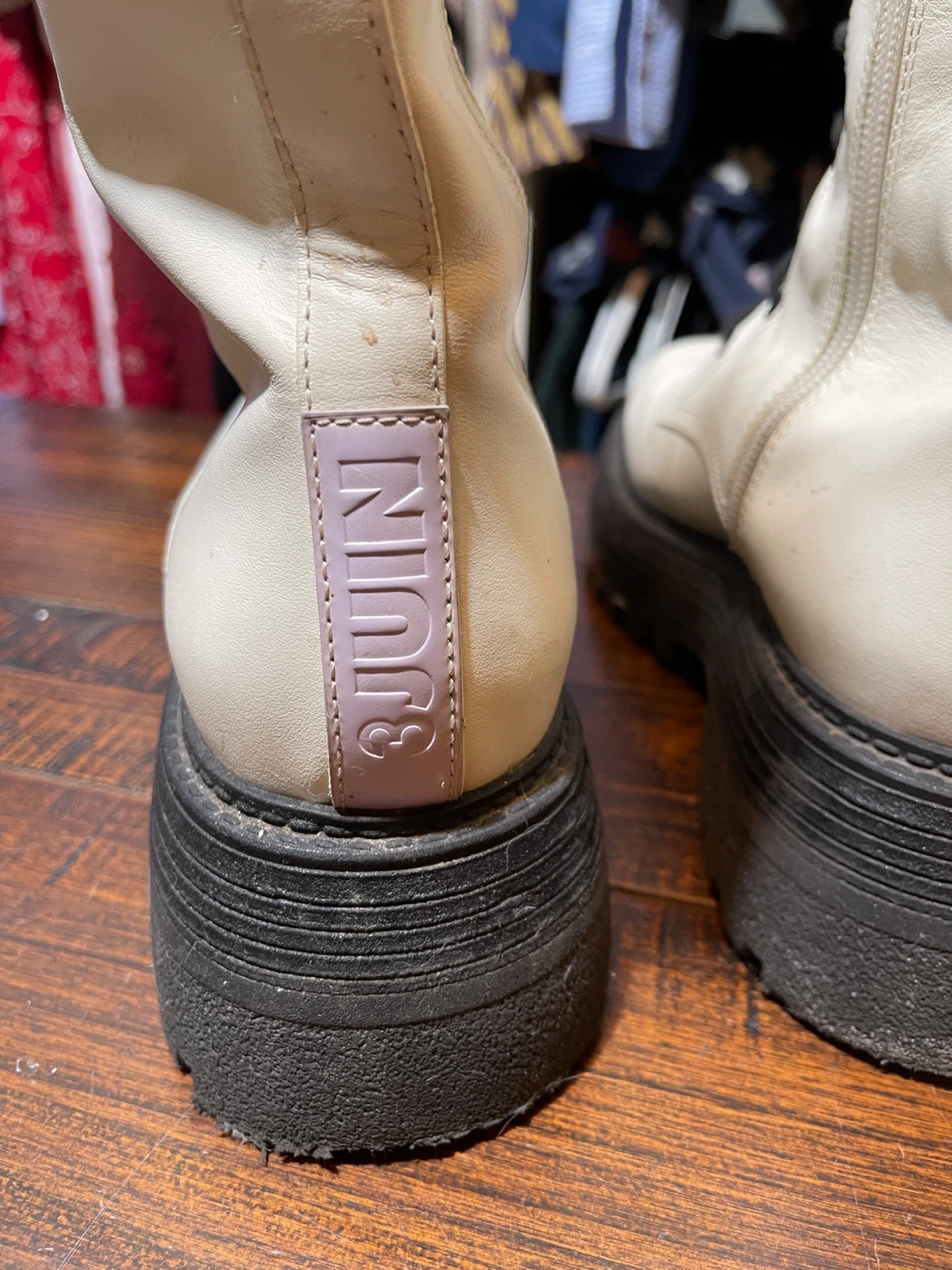 3JUIN Italian Leather Platform Lace-Up Boots –  Size 40 - photo 2