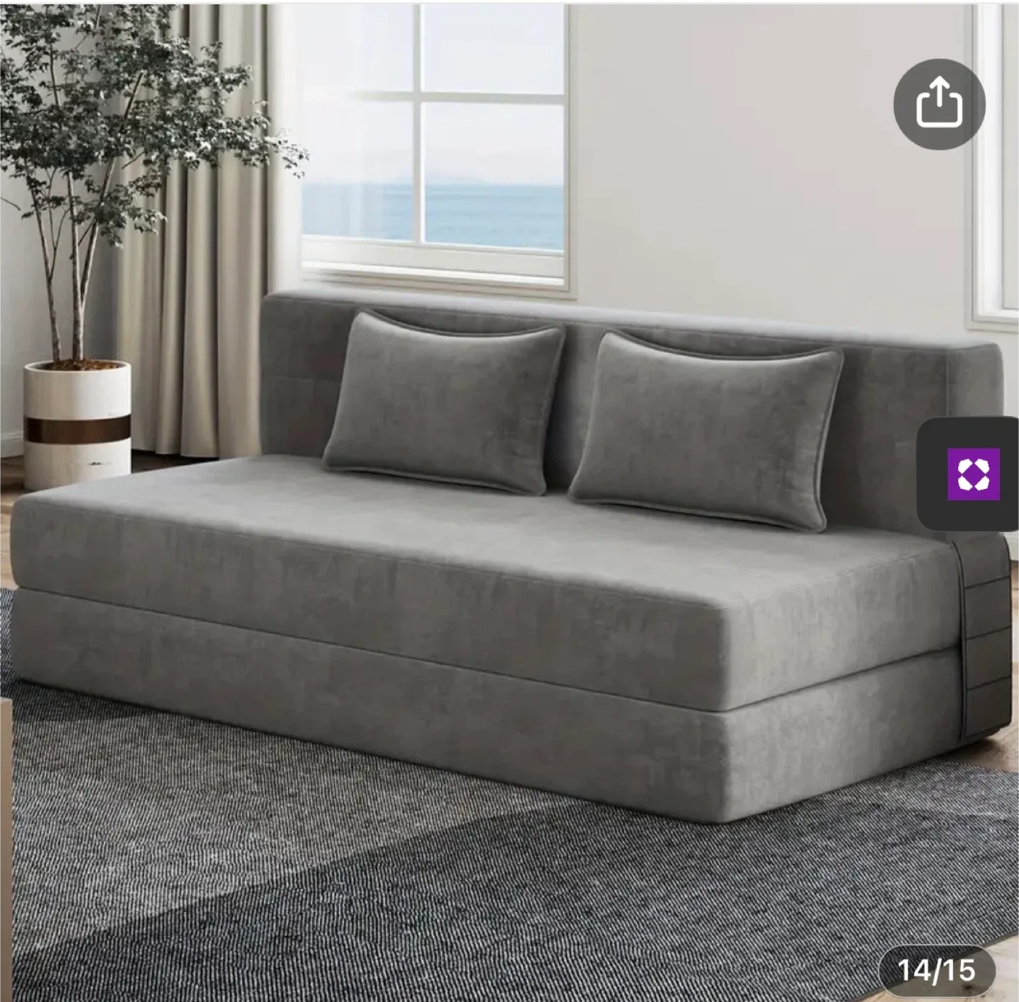 Gray Folding Mattress Sofa Bed