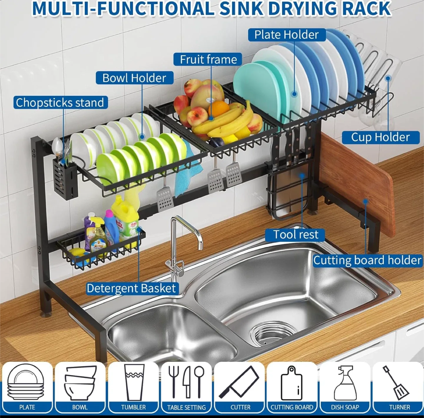 Large Multi-Functional Sink Drying Rack