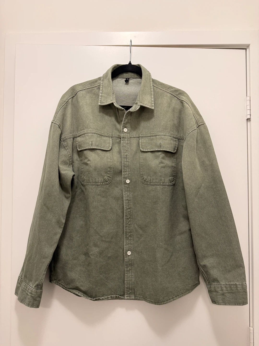 Green Button-Up Overshirt – Relaxed Fit