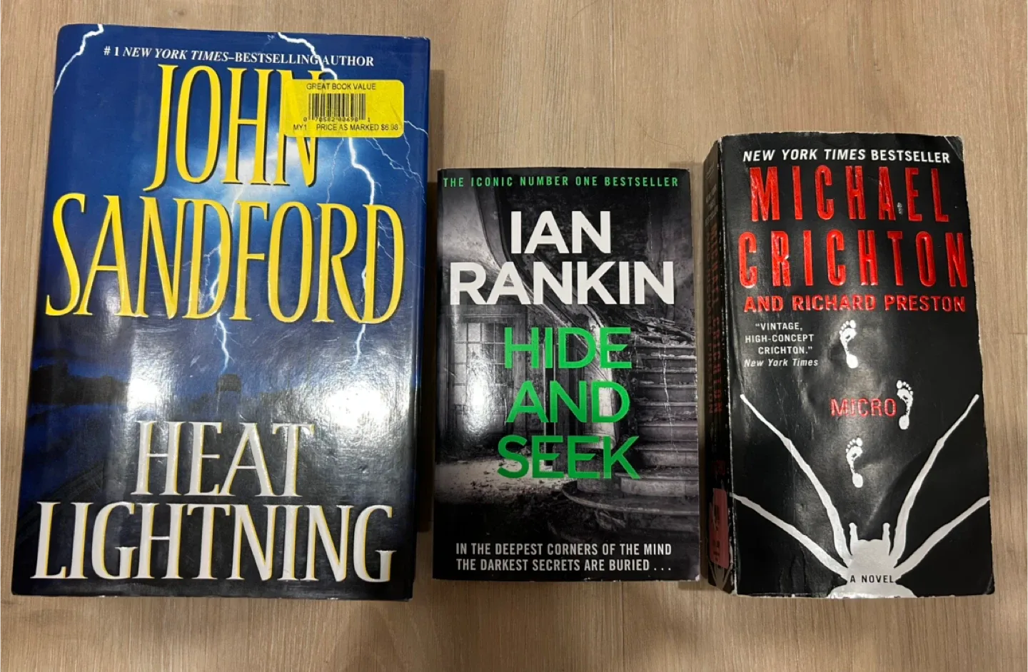 Ian Rankin, John Sanford, Michael Crichton Books