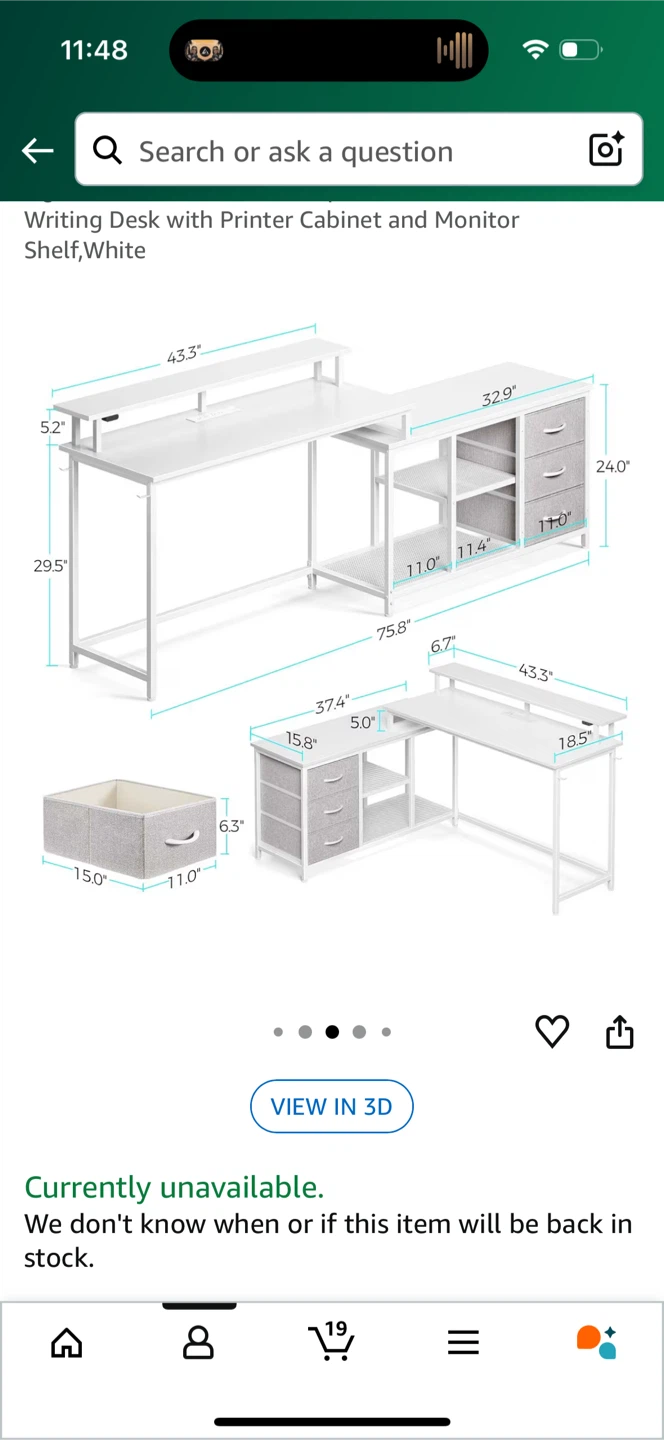 Seventable L-Shaped Desk with Drawers - photo 3